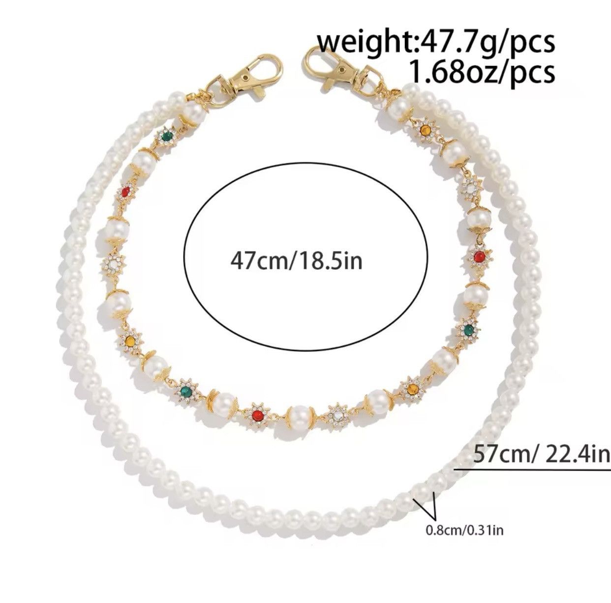 Other Exquisite Imitation Pearl Keychain Wallet Belt Chain Size ONE SIZE - 5 Thumbnail