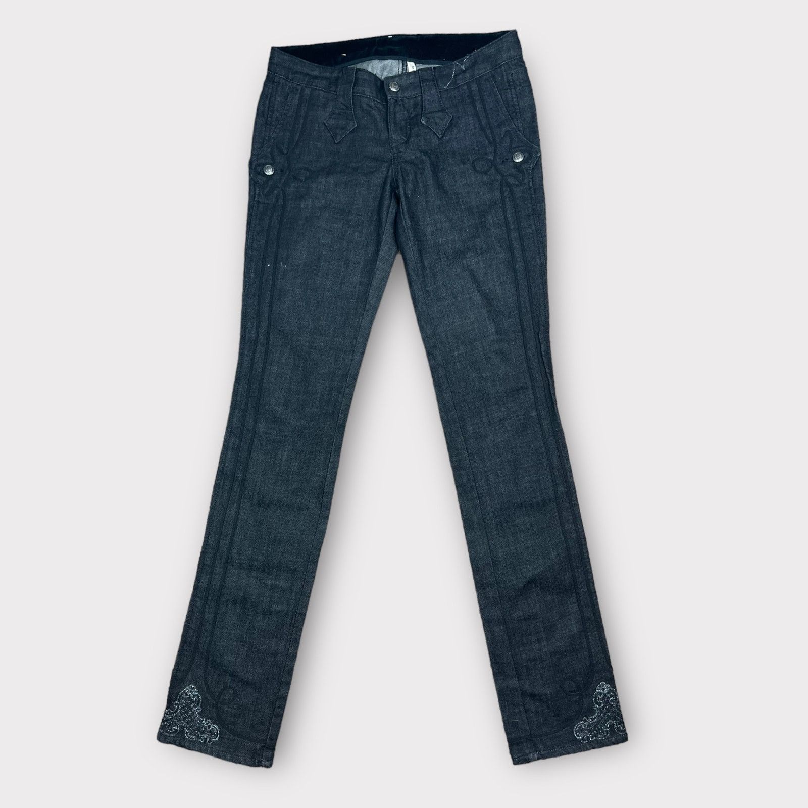 Express Express | Vintage Y2K Embellished Ultra Low Rise Jeans | 2 Size 26" / US 2 / IT 38 - 1 Thumbnail