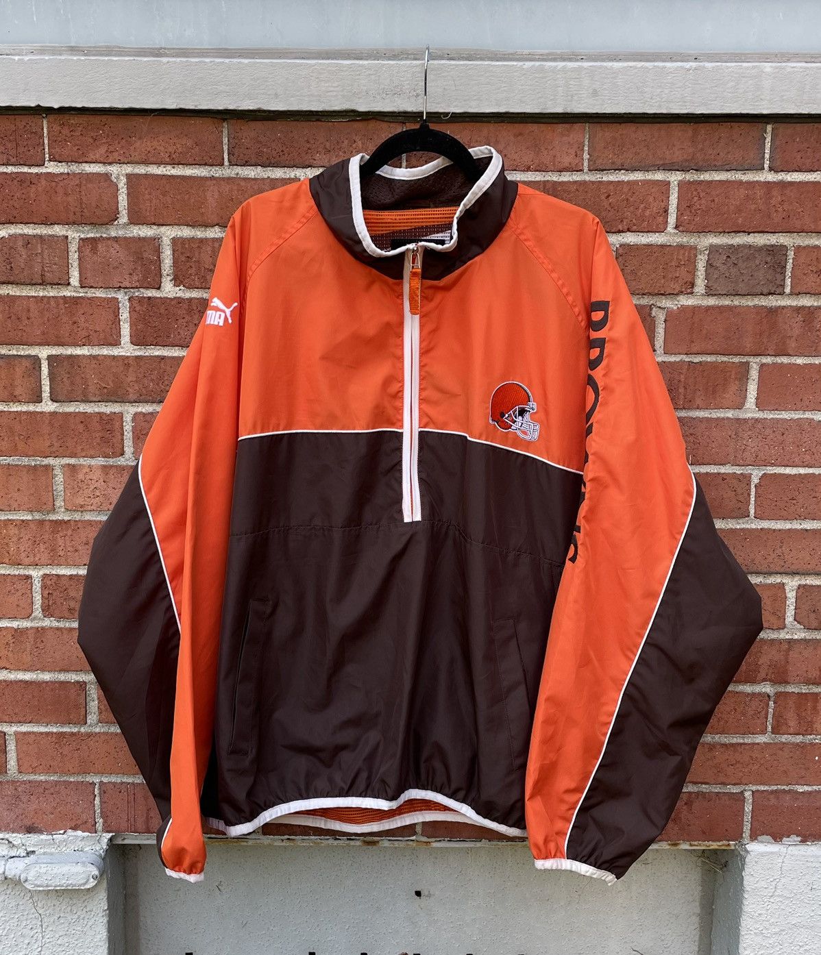 Puma 90s PUMA NFL Cleveland Browns Spellout 1/4 Zip Windbreaker Size US XXL / EU 58 / 5 - 1 Thumbnail
