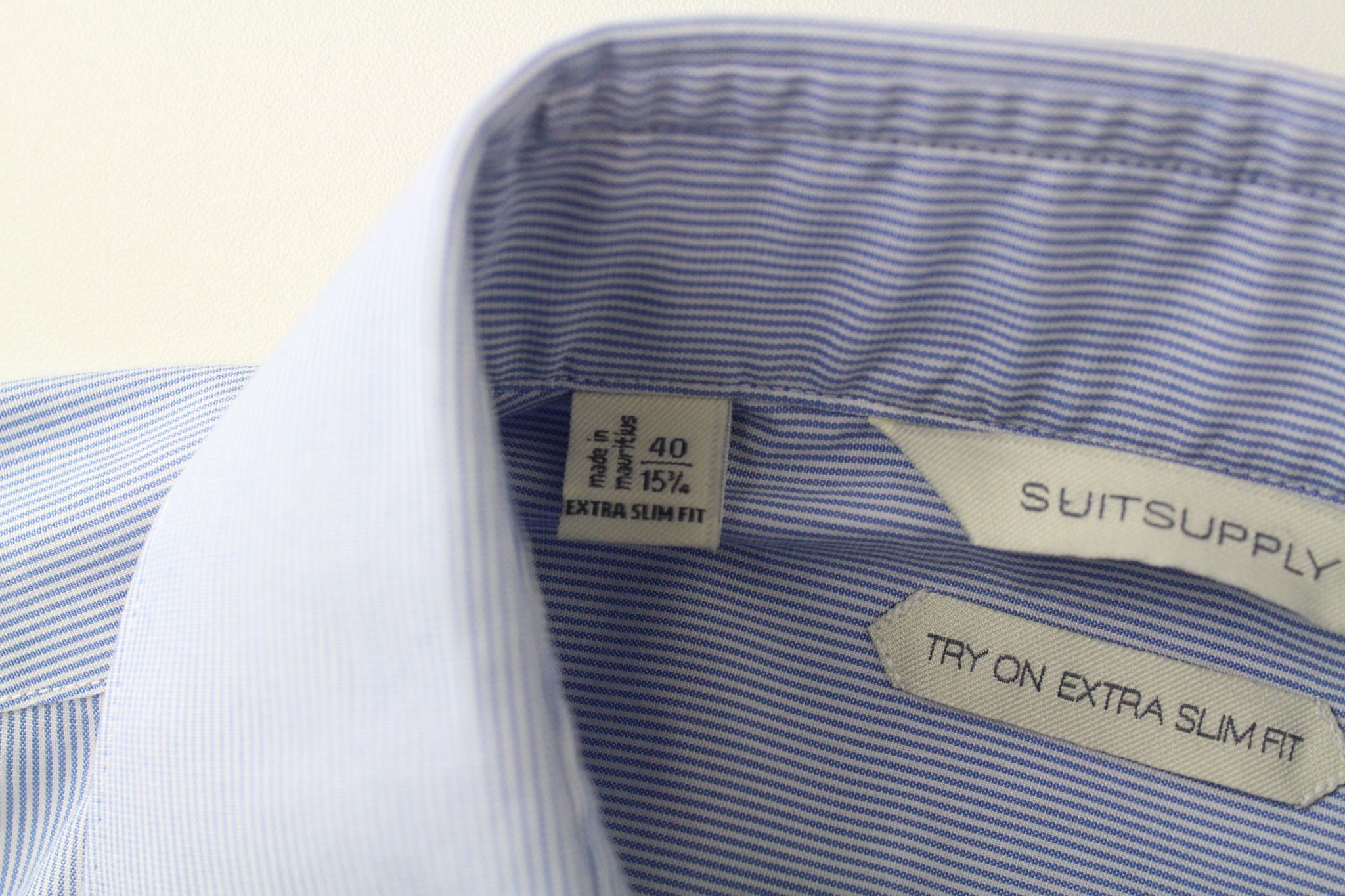 Suitsupply 40/15 3/4 Extra Slim Blue Cotton Shirt 73697 Size US M / EU 48-50 / 2 - 5 Thumbnail