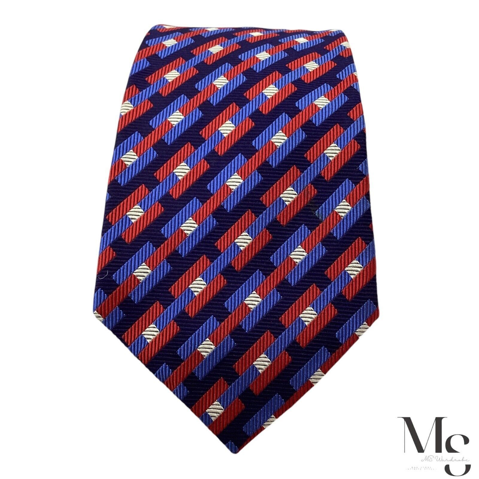 Turnbull & Asser Turnbull & Asser Red & Blue Striped Silk Tie Hand Made In En Size ONE SIZE - 3 Thumbnail