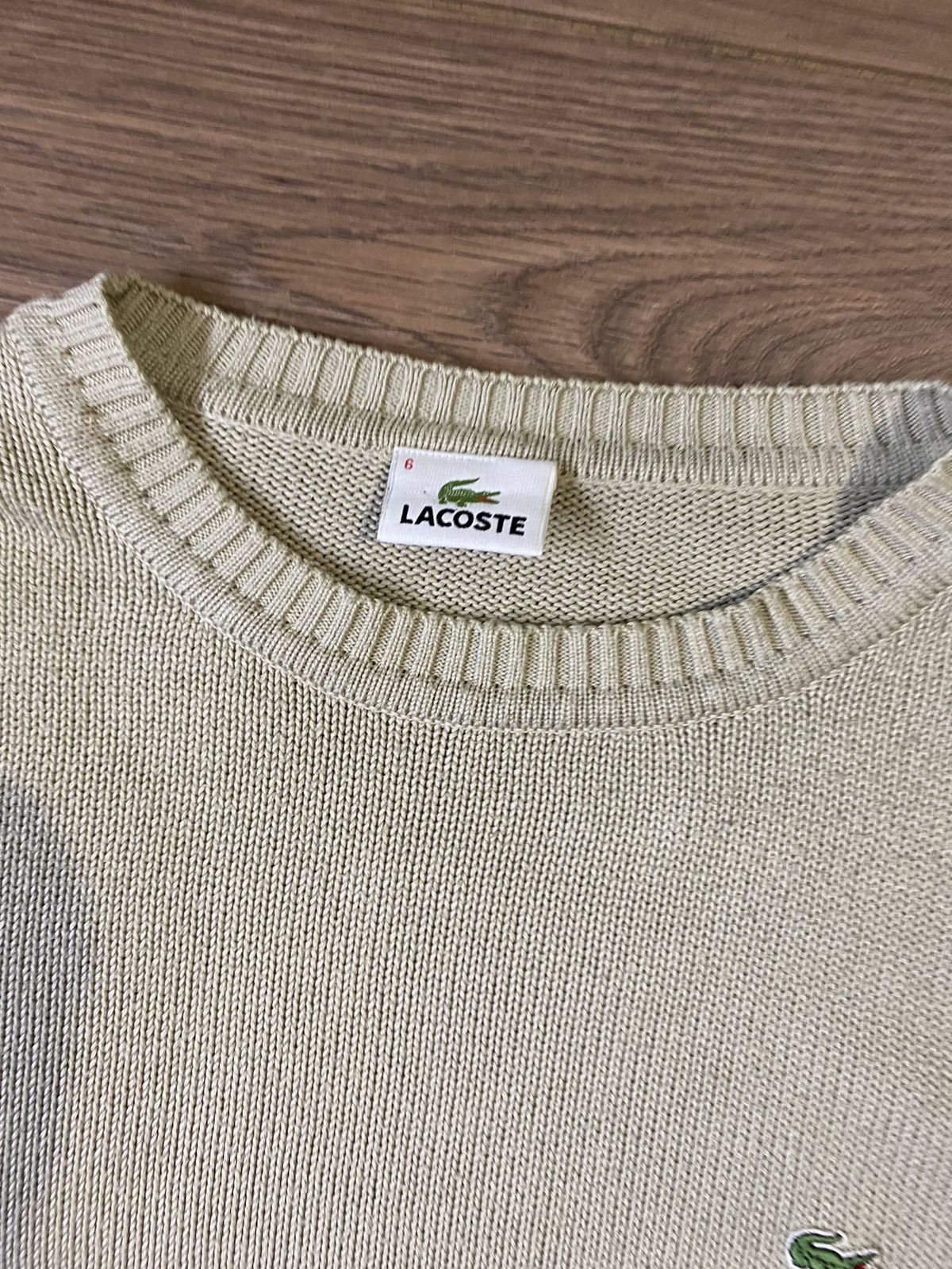 Lacoste × Vintage Vintage Lacoste Classic Knit Sweater Beige Size 6 Size US XL / EU 56 / 4 - 6 Thumbnail