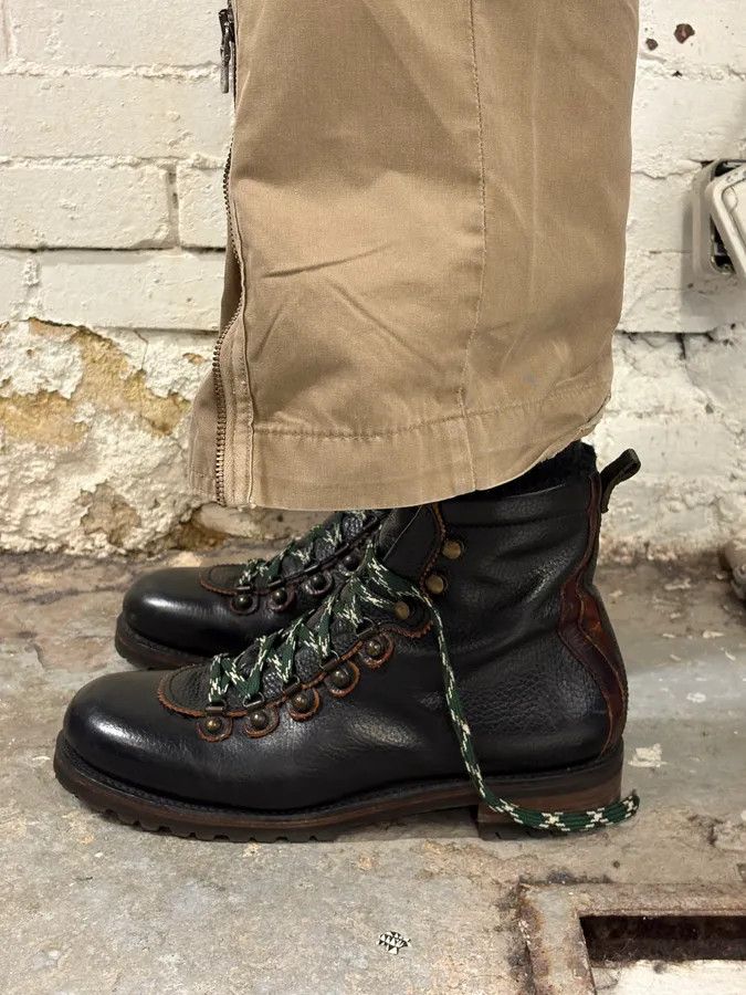 Vintage Dsquared2 Black Leather Hiking Boots Size US 12 / EU 45 - 3 Thumbnail