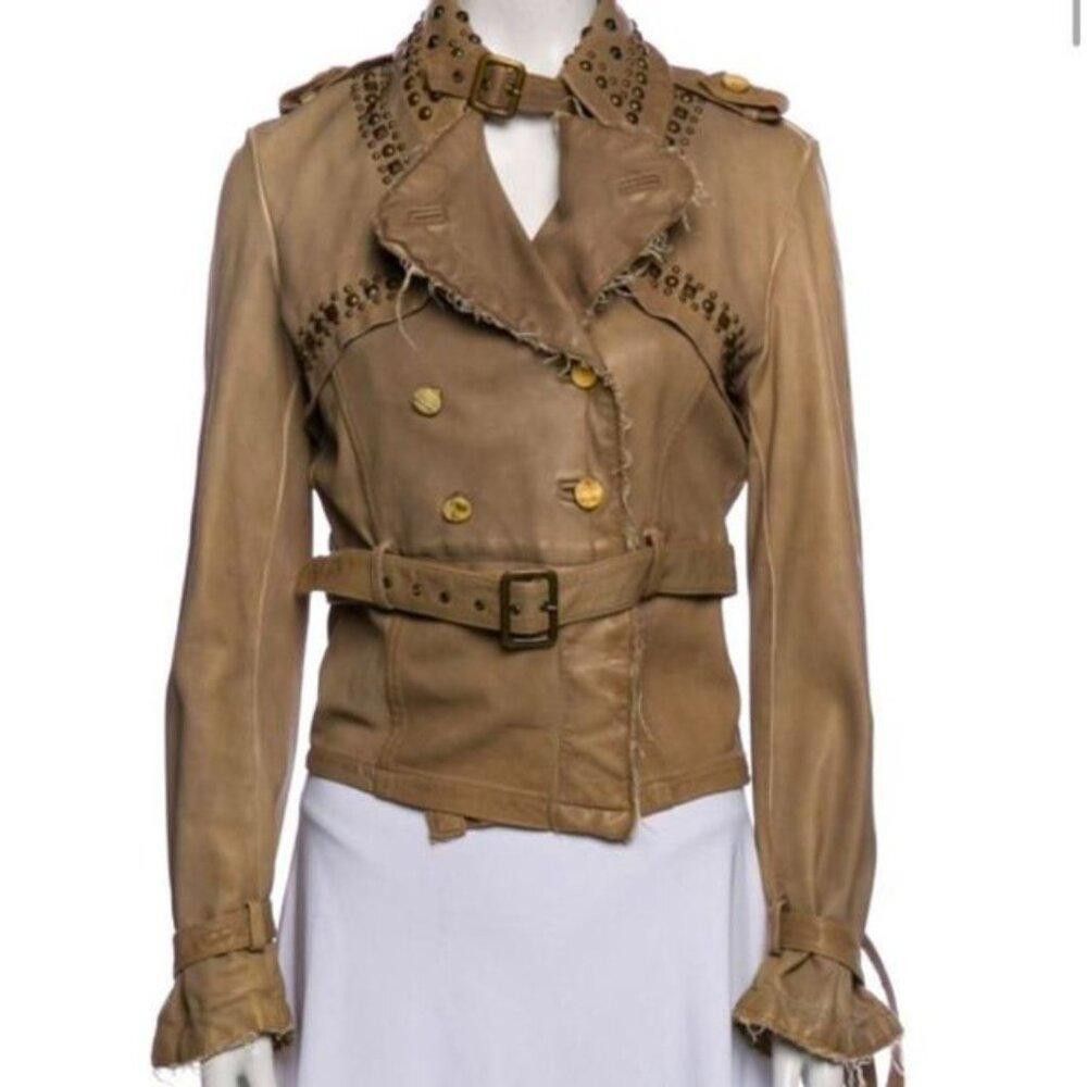 Designer Giorgio Brato Women's Tan and Brown Jacket Size M / US 6-8 / IT 42-44 - 3 Thumbnail