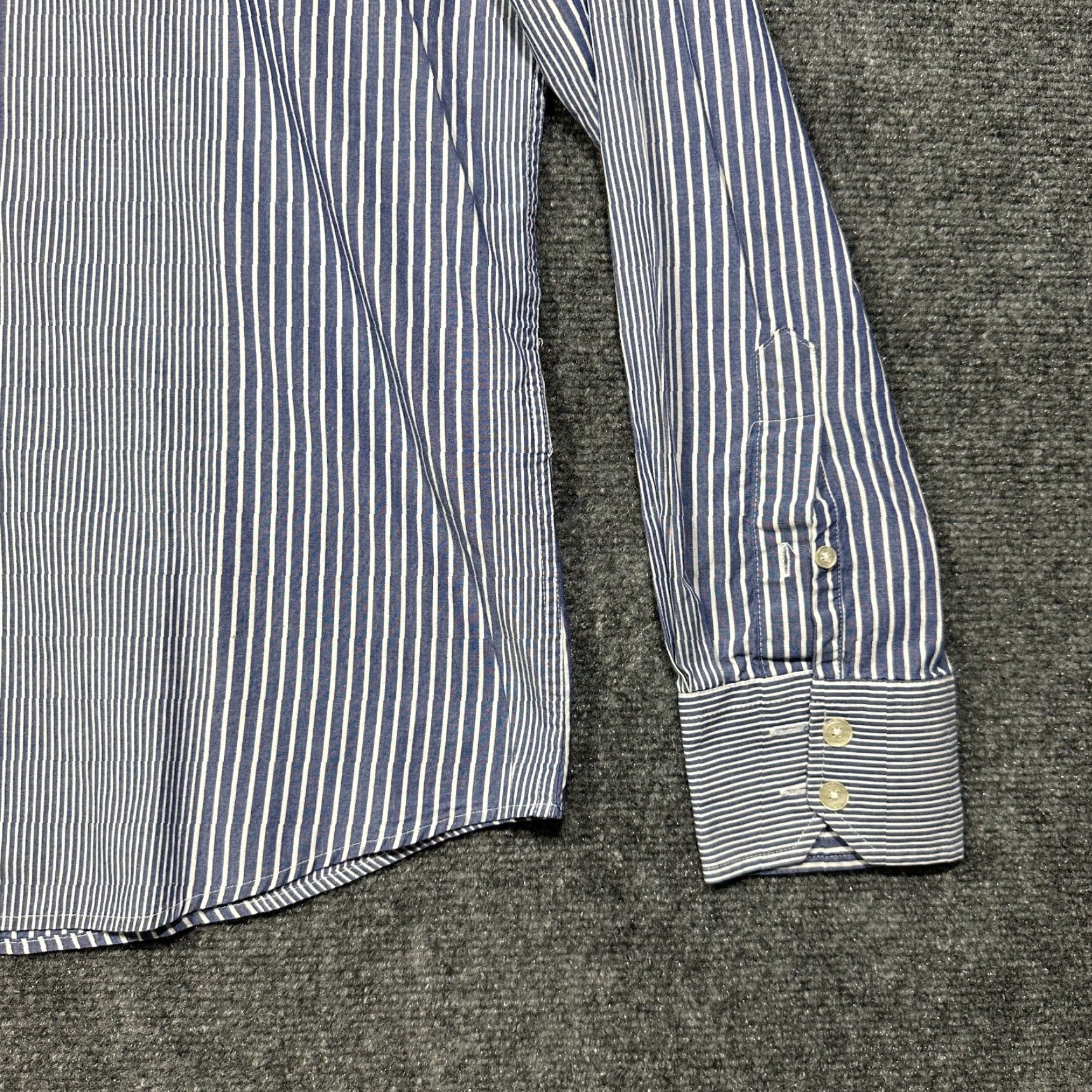 Ben Sherman Ben Sherman Shirt Mens Large Button-Down Blue White Stripe Cotton Pocket Logo Size US L / EU 52-54 / 3 - 4 Thumbnail