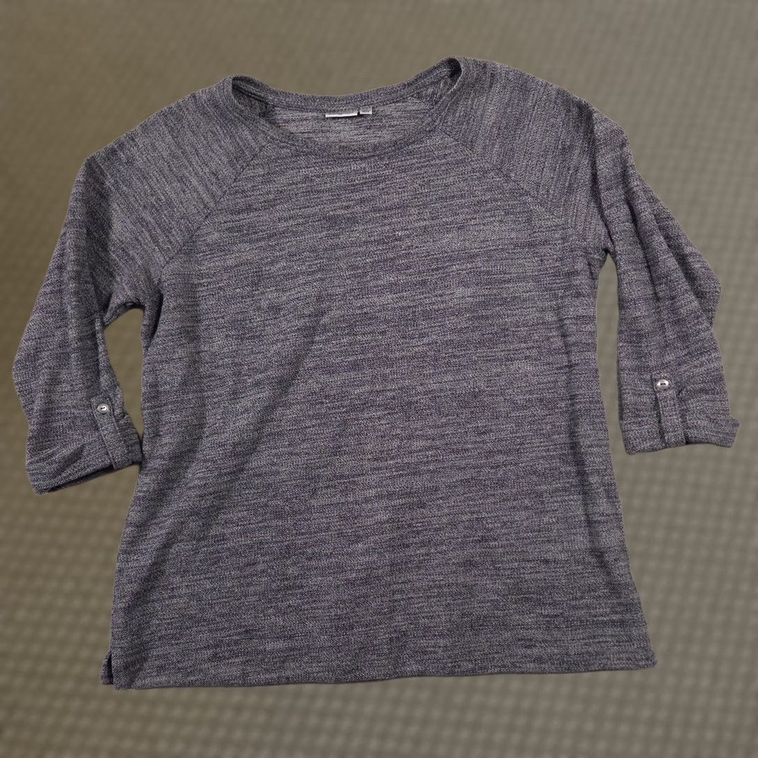 Croft & Barrow Croft & Barrow Sweater Womens 1X Gray Knit Raglan 3/4 Sleeve Roll Tab Pullover Size XL / US 12-14 / IT 48-50 - 1 Thumbnail