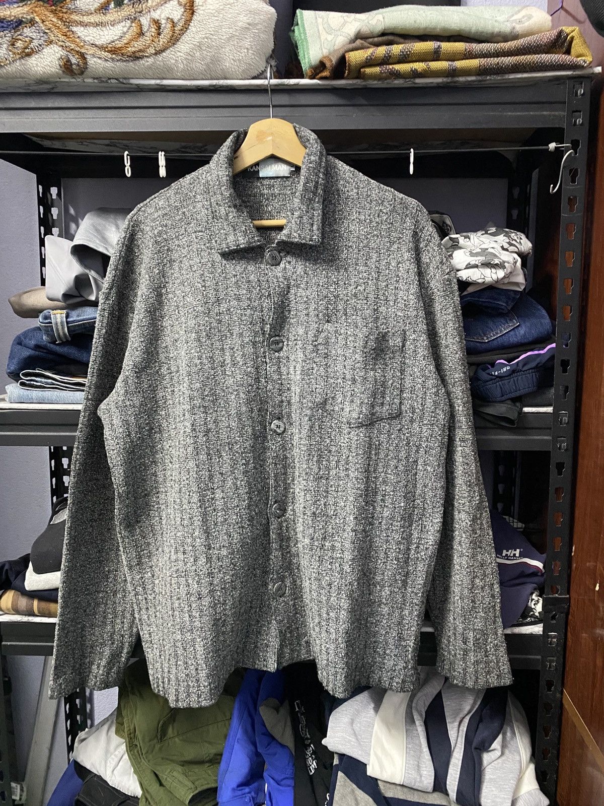 Kansai Yamamoto Kansai Man Twill Overshirt Dark Grey Knitwear Size US L / EU 52-54 / 3 - 1 Thumbnail