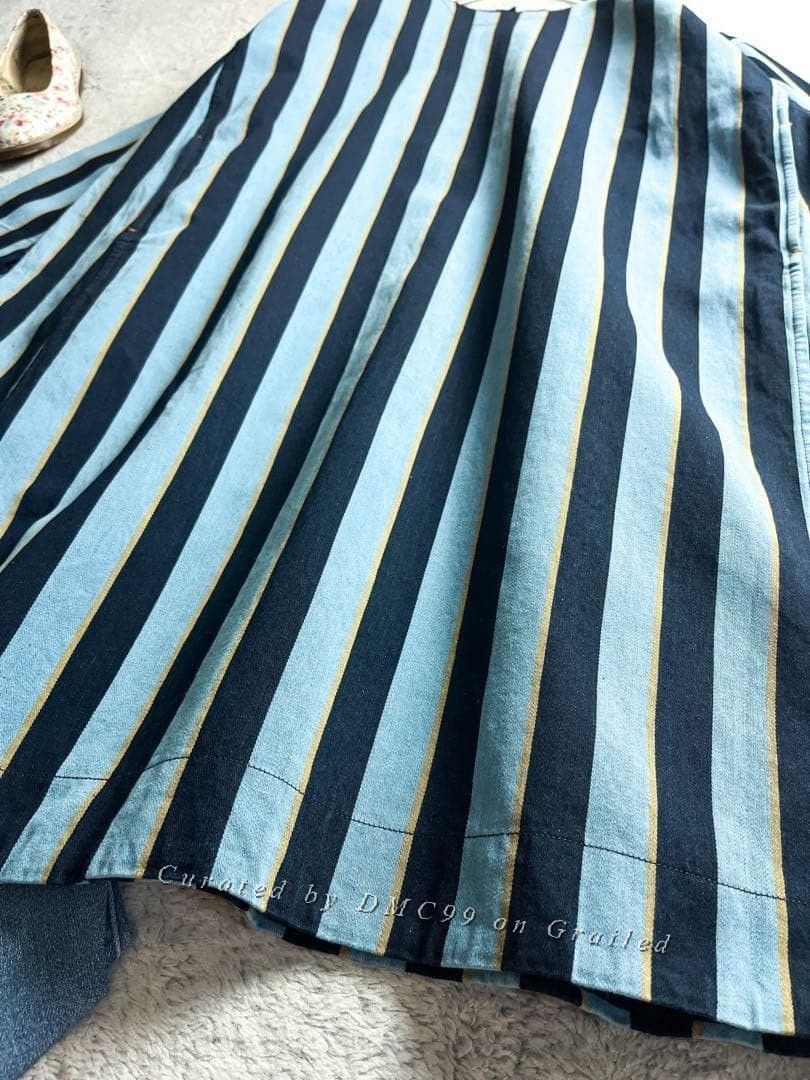 45rpm 45R Embroidered Blue Striped Dress Size M / US 6-8 / IT 42-44 - 8 Thumbnail