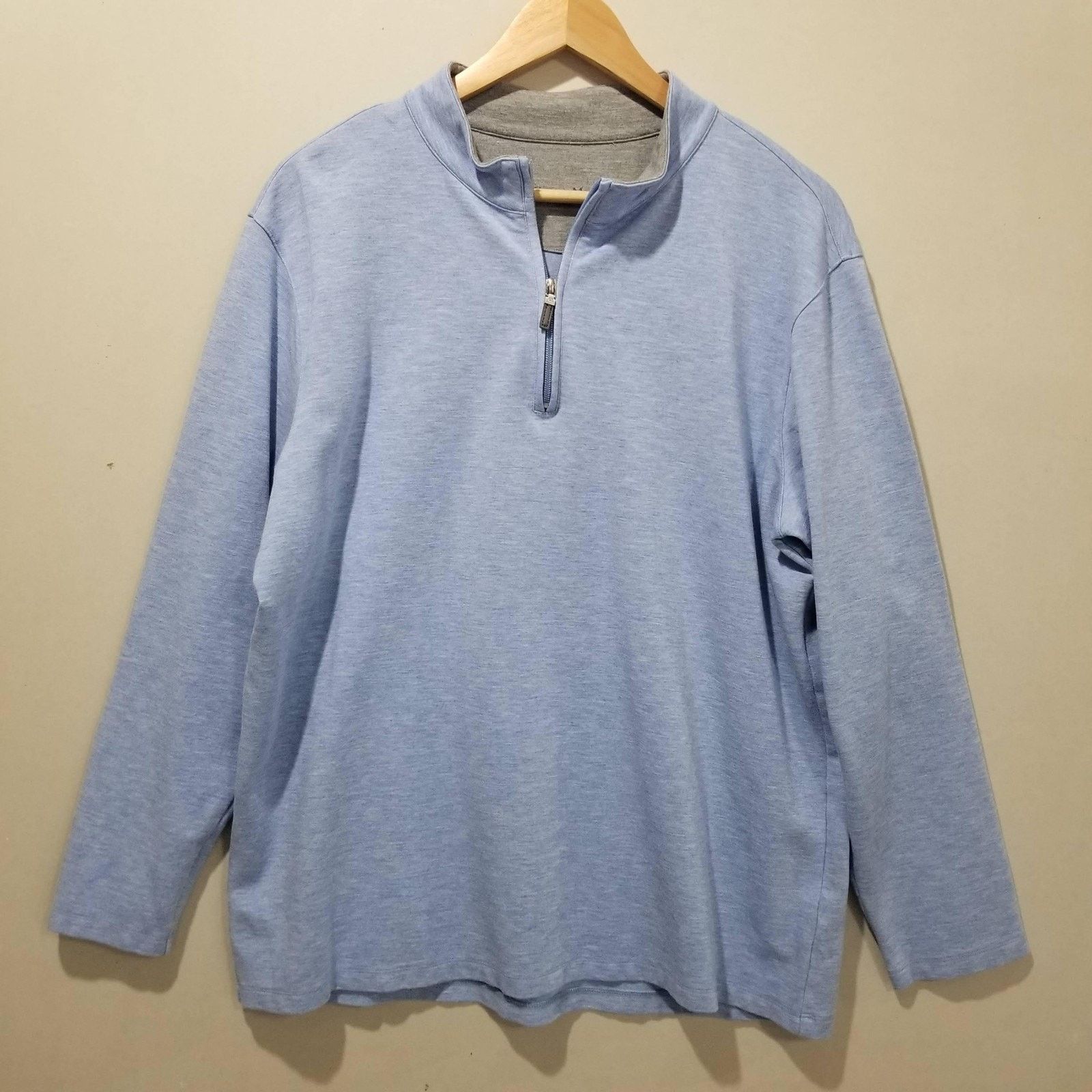 Mizzen+Main Mizzen+Main Sweater Mens Large Blue 1/4 Zip Mock Neck Size US L / EU 52-54 / 3 - 1 Thumbnail