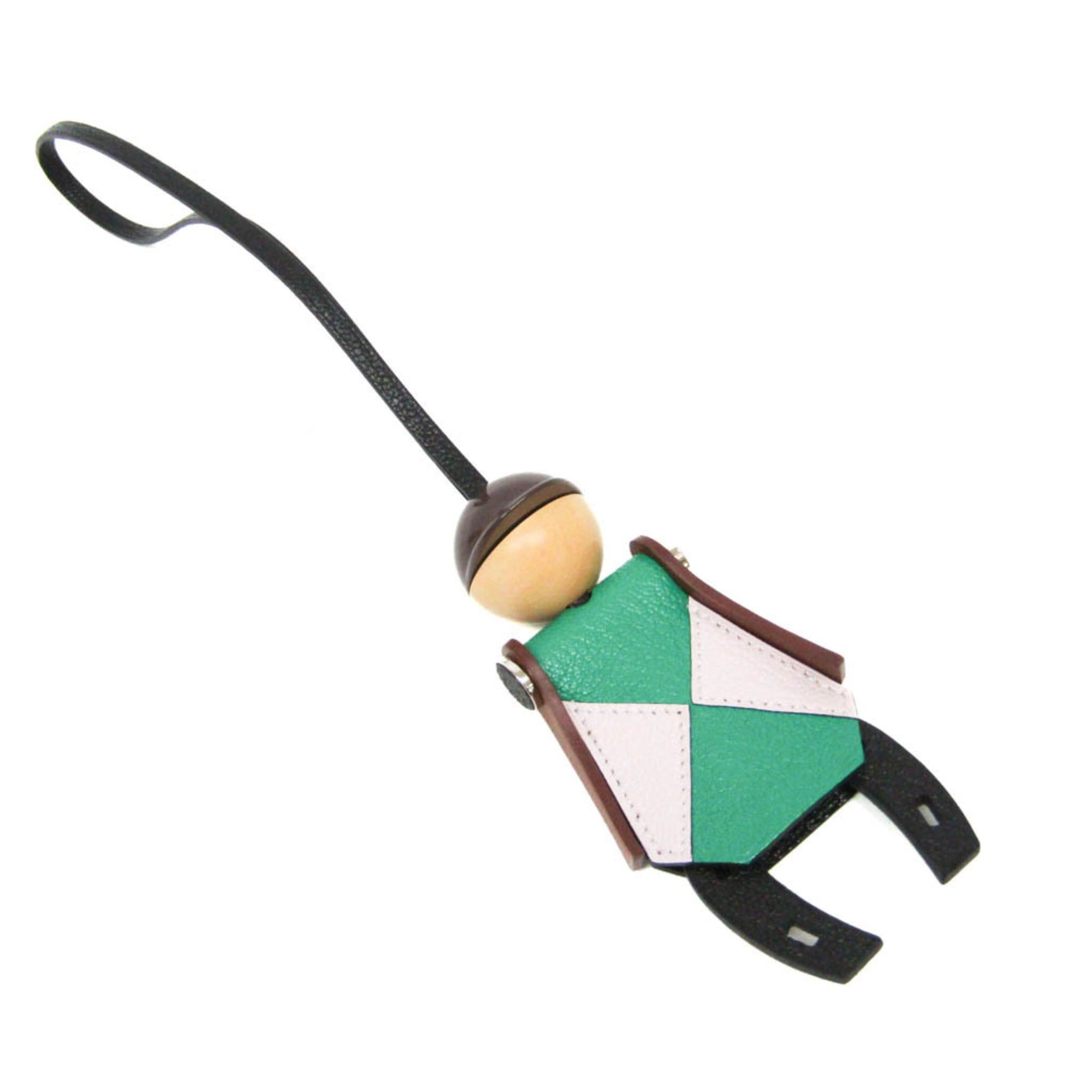 Hermes Hermes Barenia Leather,Chevre Myzore Leather Handbag Charm Brown,Green,Light Pink Jockey Charm Size ONE SIZE - 1 Thumbnail