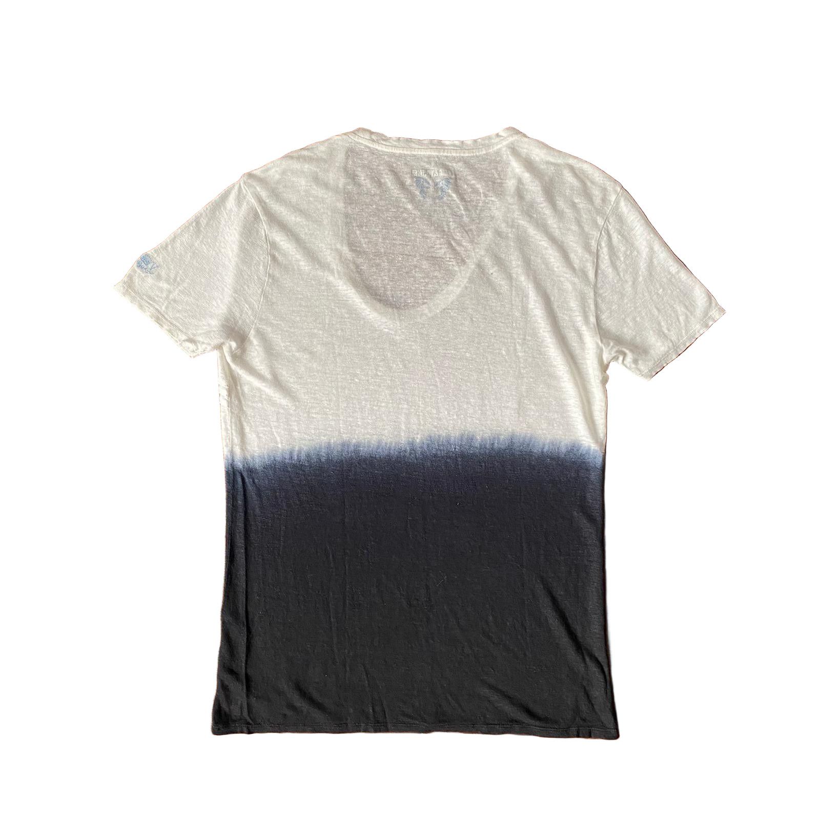 Zadig & Voltaire White and Black Wanda Ombre Linen T-Shirt Size US M / EU 48-50 / 2 - 6 Thumbnail