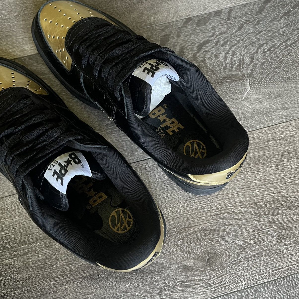 Bape New A Bathing Ape Bape Bapesta 24 Karat Black Gold Sneakers Size US 8.5 / EU 41-42 - 7 Thumbnail