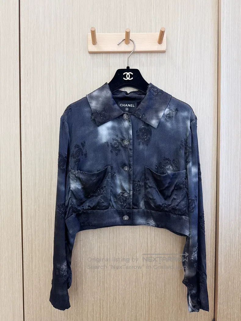 Chanel Chanel Embroidered ink-dyed printed logo real silk satin s Size S / US 4 / IT 40 - 1 Thumbnail