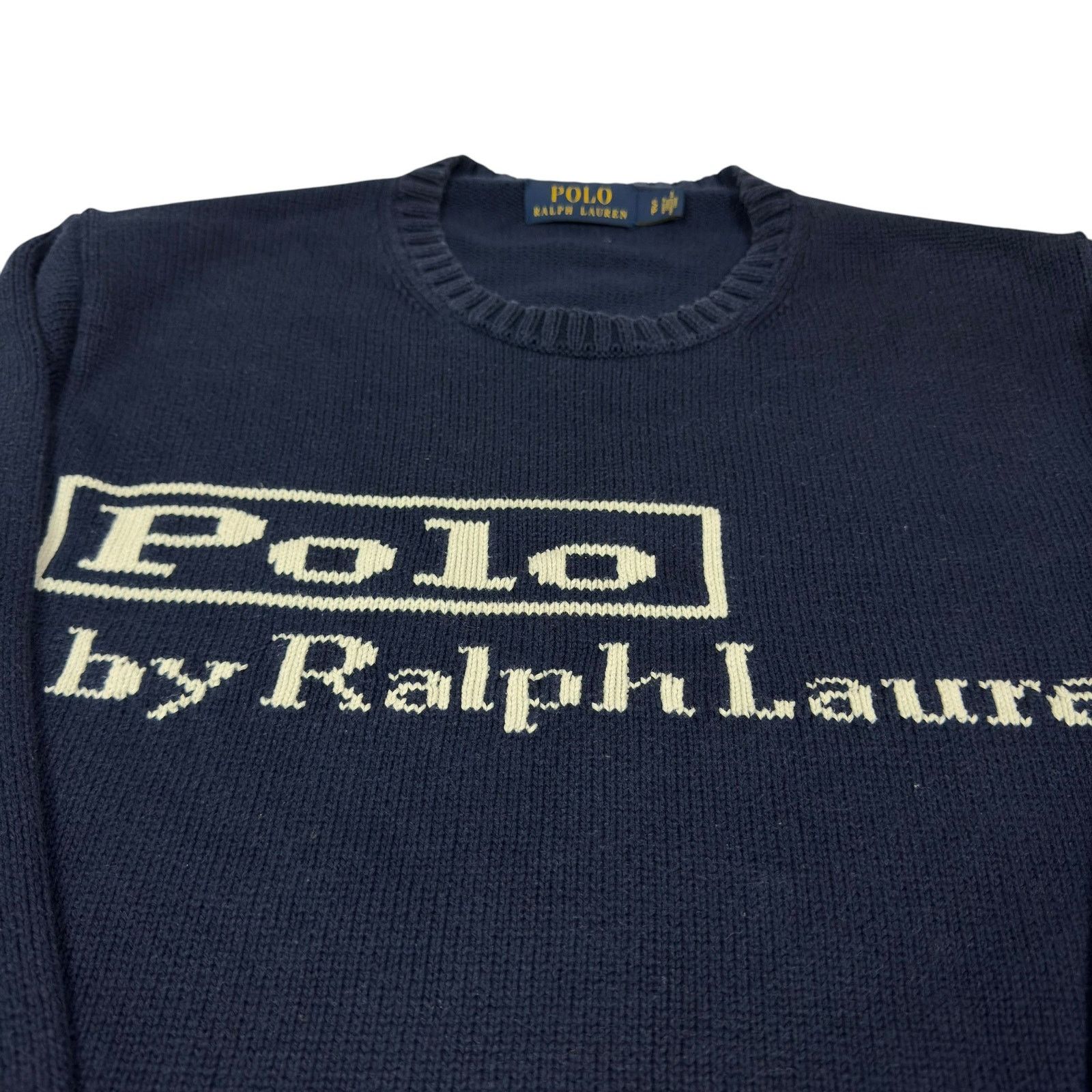 Polo Ralph Lauren × Vintage Polo Ralph Lauren Men's Navy Cotton Pullover Sweater Small Size US S / EU 44-46 / 1 - 4 Thumbnail