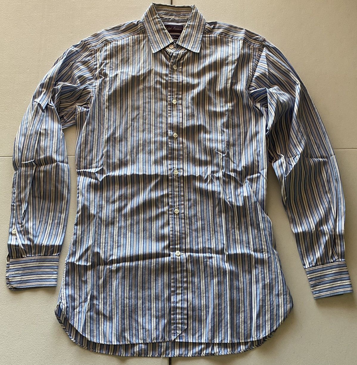 Ralph Lauren Purple Label RLPL light blue rep stripe 120s 2ply dress shirt 15 Size US S / EU 44-46 / 1 - 1 Thumbnail
