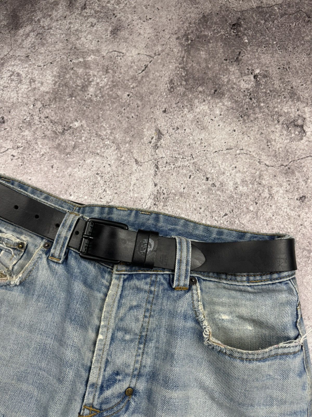 Diesel 🔥Vintage Diesel Punk Rock Gothic Skinny Leather Y2K Belt Size 30 - 3 Thumbnail