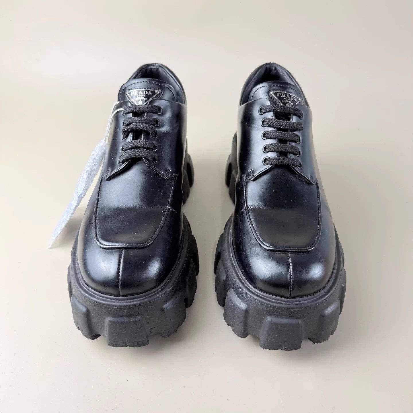 Prada Prada Black Triangle Logo Platform Gear Sneakers EU38.5 Size US 7.5 / IT 37.5 - 2 Thumbnail