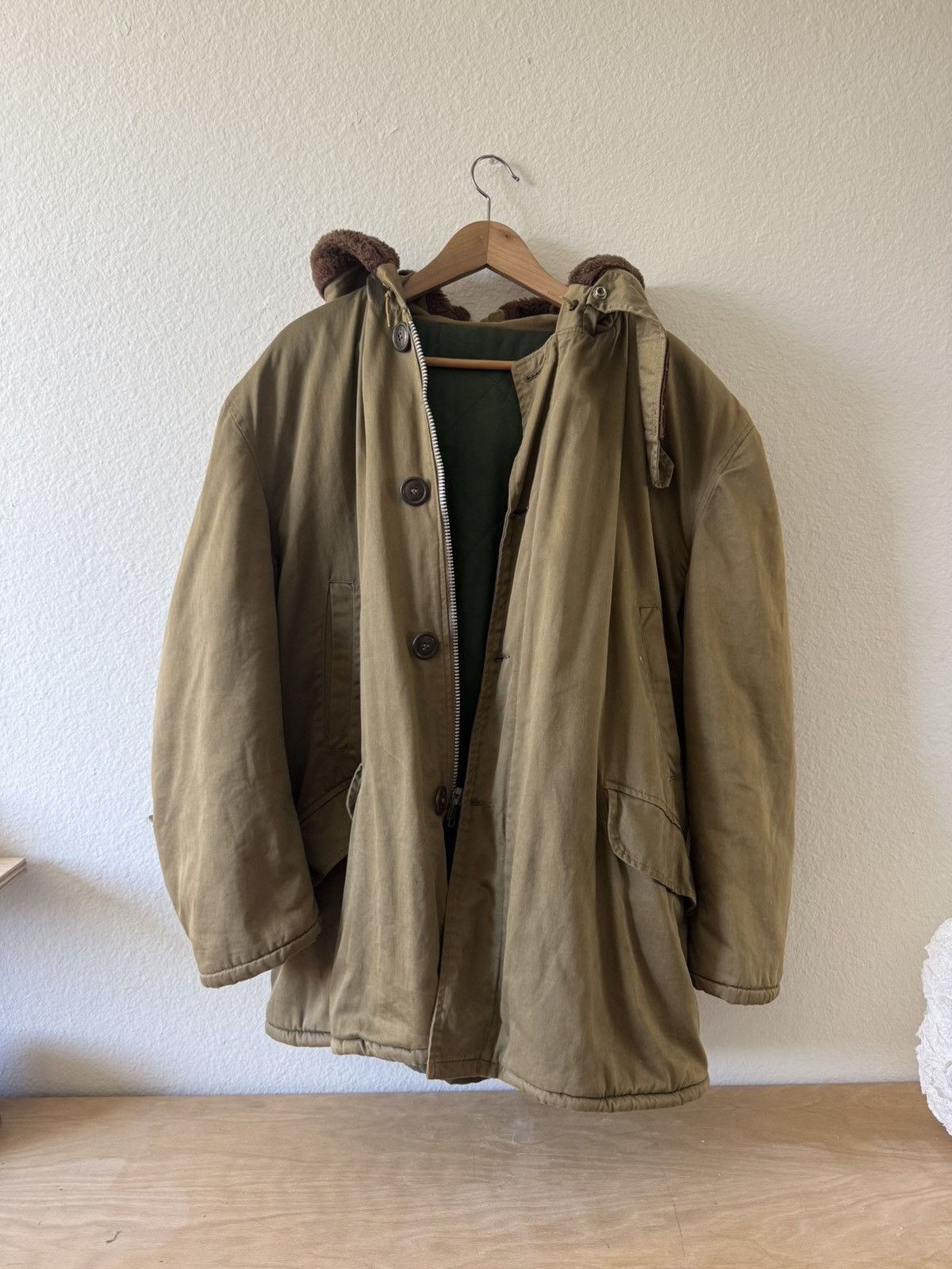 Vintage Vintage Military-Style Parka with Sherpa Hood – Olive Green Size US L / EU 52-54 / 3 - 2 Thumbnail