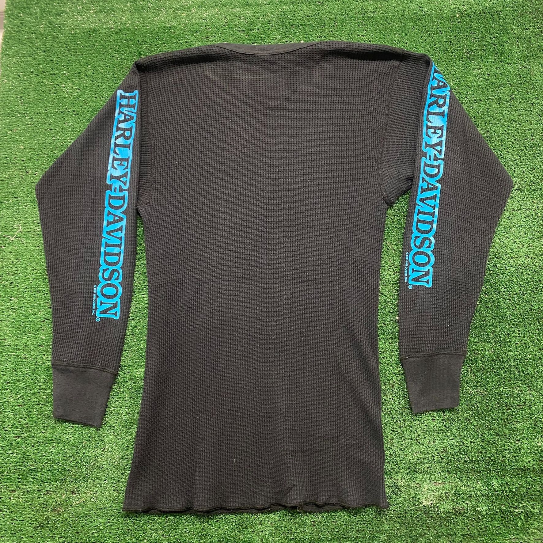 Harley Davidson Harley Davidson Waffle Knit Thermal Vintage 80s Wolf Tee Size US S / EU 44-46 / 1 - 5 Thumbnail