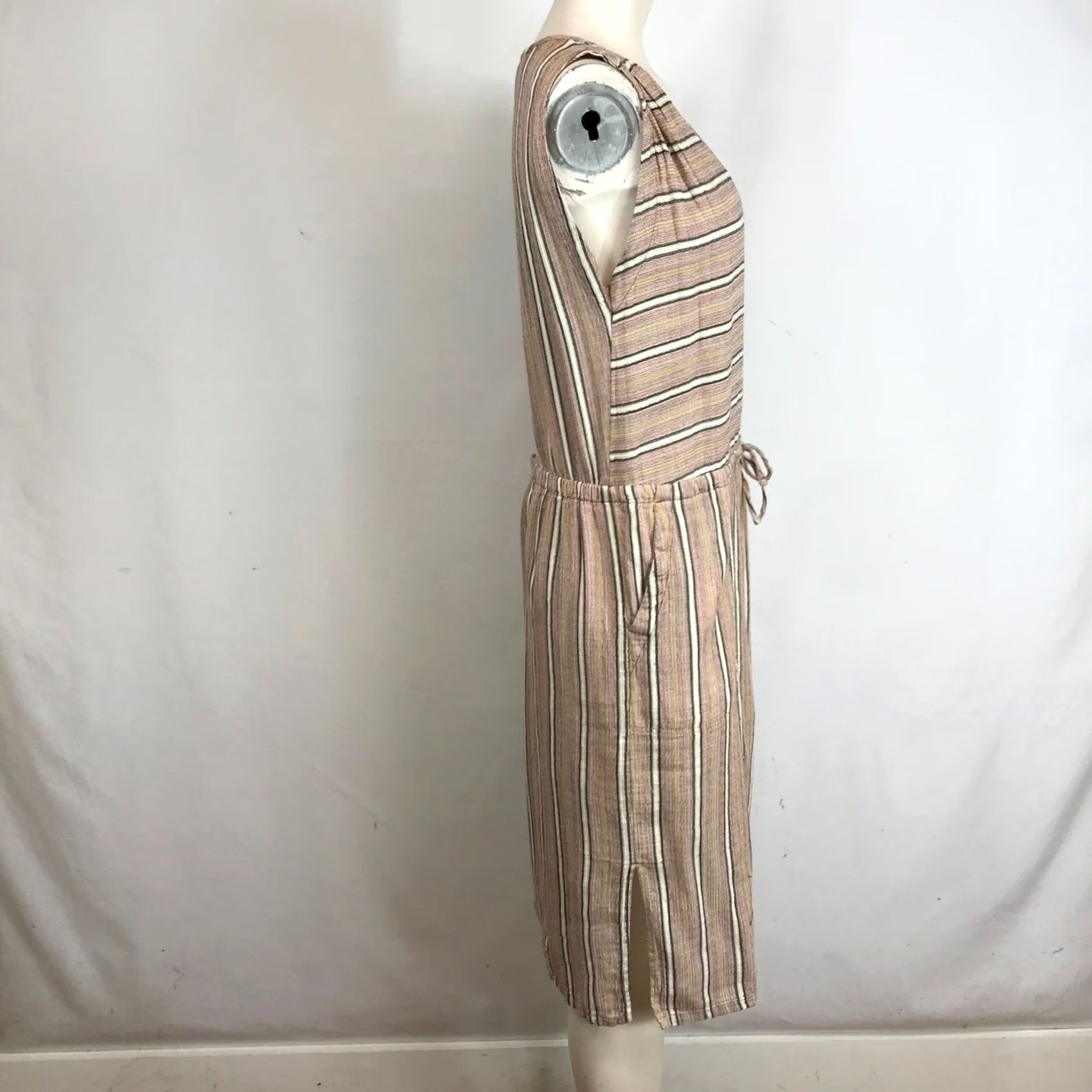 Prana prAna Striped V Neck Drawstring Waist Midi Dress Women Size S Size S / US 4 / IT 40 - 4 Thumbnail