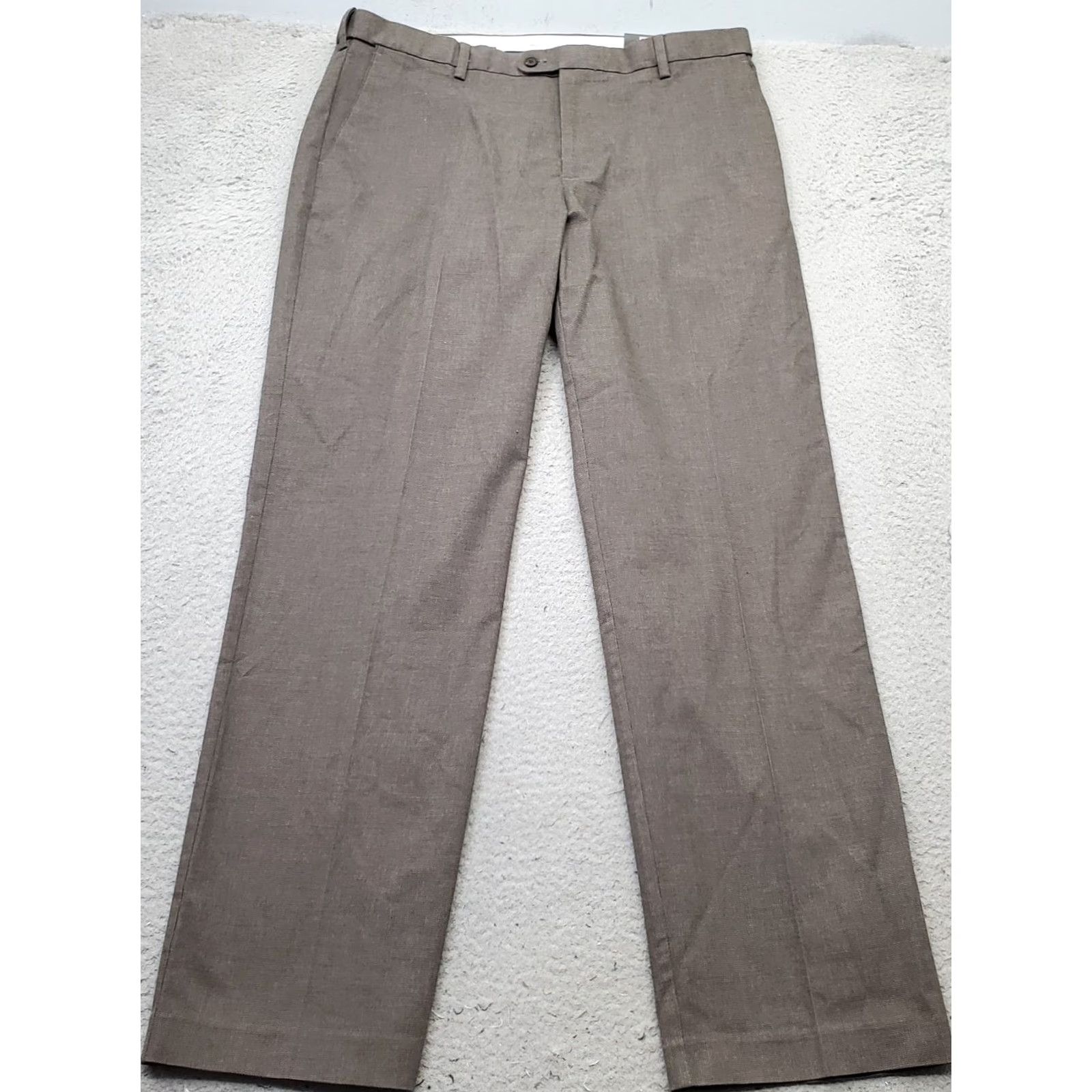Vintage Kirkland Signature Dress Pants Mens 38x34 Brown Formal Oxford Non-Iron Comfort Shirt Mens Brown Dress Pants Regular 38 34.25 45" Size US 38 / EU 54 - 2 Thumbnail