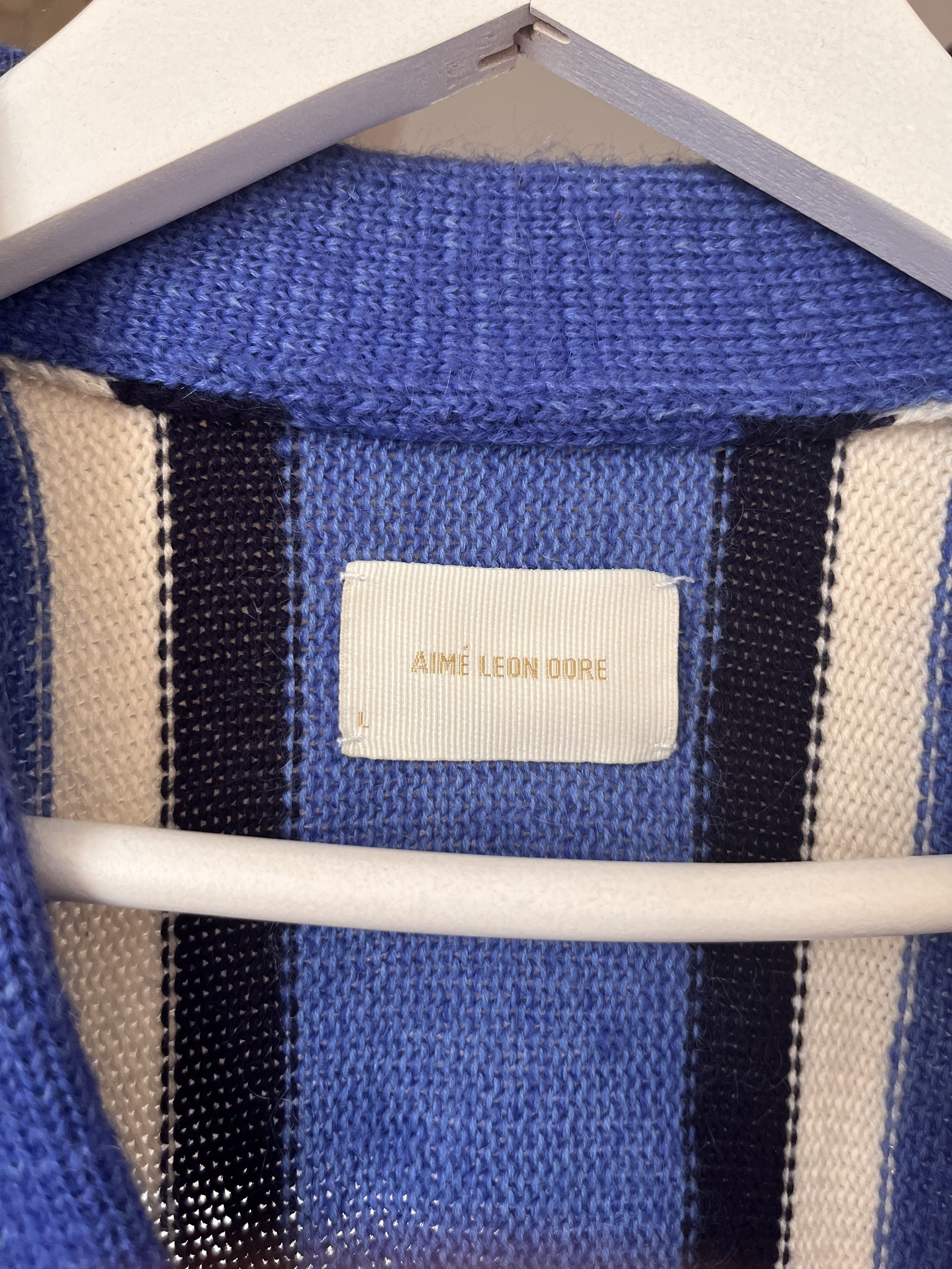 Aime Leon Dore Aime Leon Dore Striped Mohair Cardigan Goldenrod Size US L / EU 52-54 / 3 - 4 Thumbnail