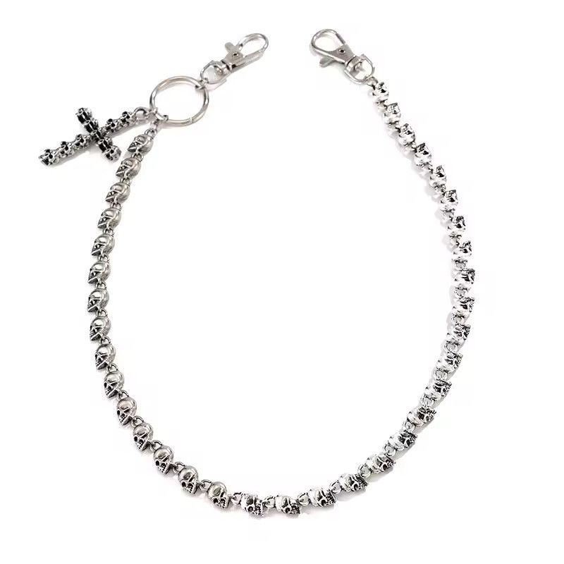 Jewelry Punk Gothic Vintage Cross Skull Metal Keychain Pants Chain Size ONE SIZE - 7 Thumbnail