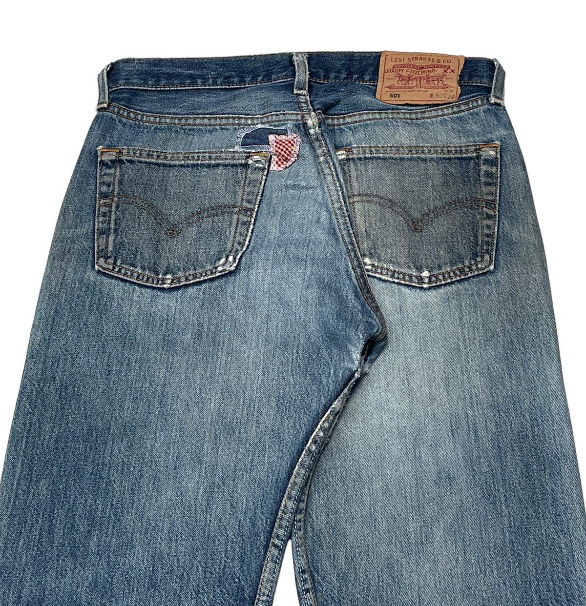 Levi's Vintage Brand Levi’s 501 Made In Usa Patchwork Jeans 1990s Size US 29 - 7 Thumbnail