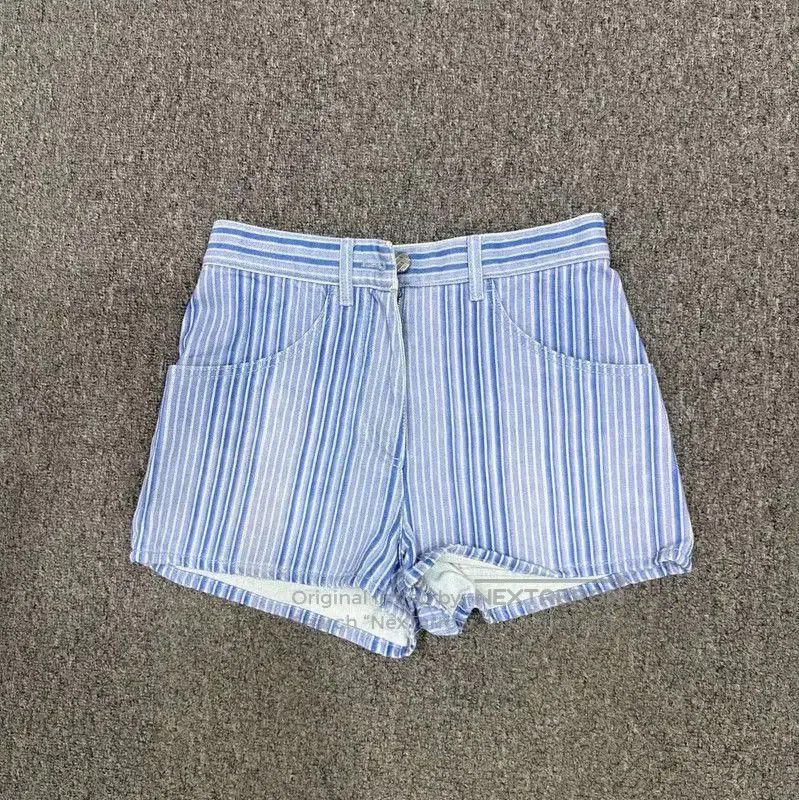 Chanel Chanel Light Blue Striped Cotton Shorts . Size 23" - 1 Thumbnail
