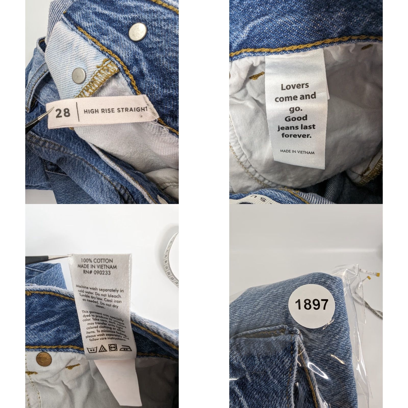 Pacsun PacSun Jeans Women Patchwork Eco Two-Tone Colorblock High Rise Straight Leg Size 28 Blue 100% Cotton Denim Size 28" / US 6 / IT 42 - 9 Thumbnail