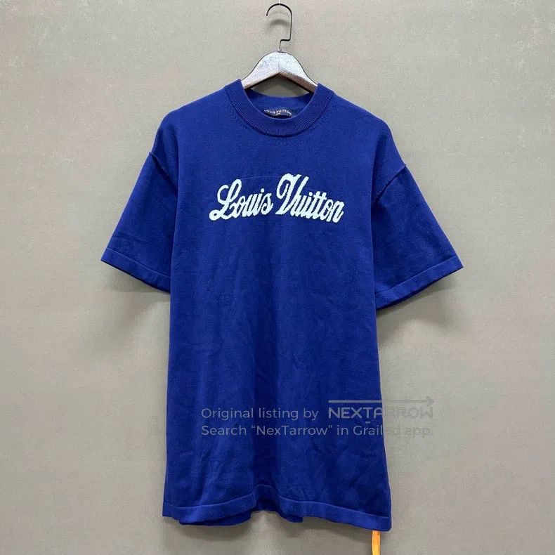 Louis Vuitton Louis Vuitton Blue knit logo short sleeve Size US S / EU 44-46 / 1 - 1 Thumbnail