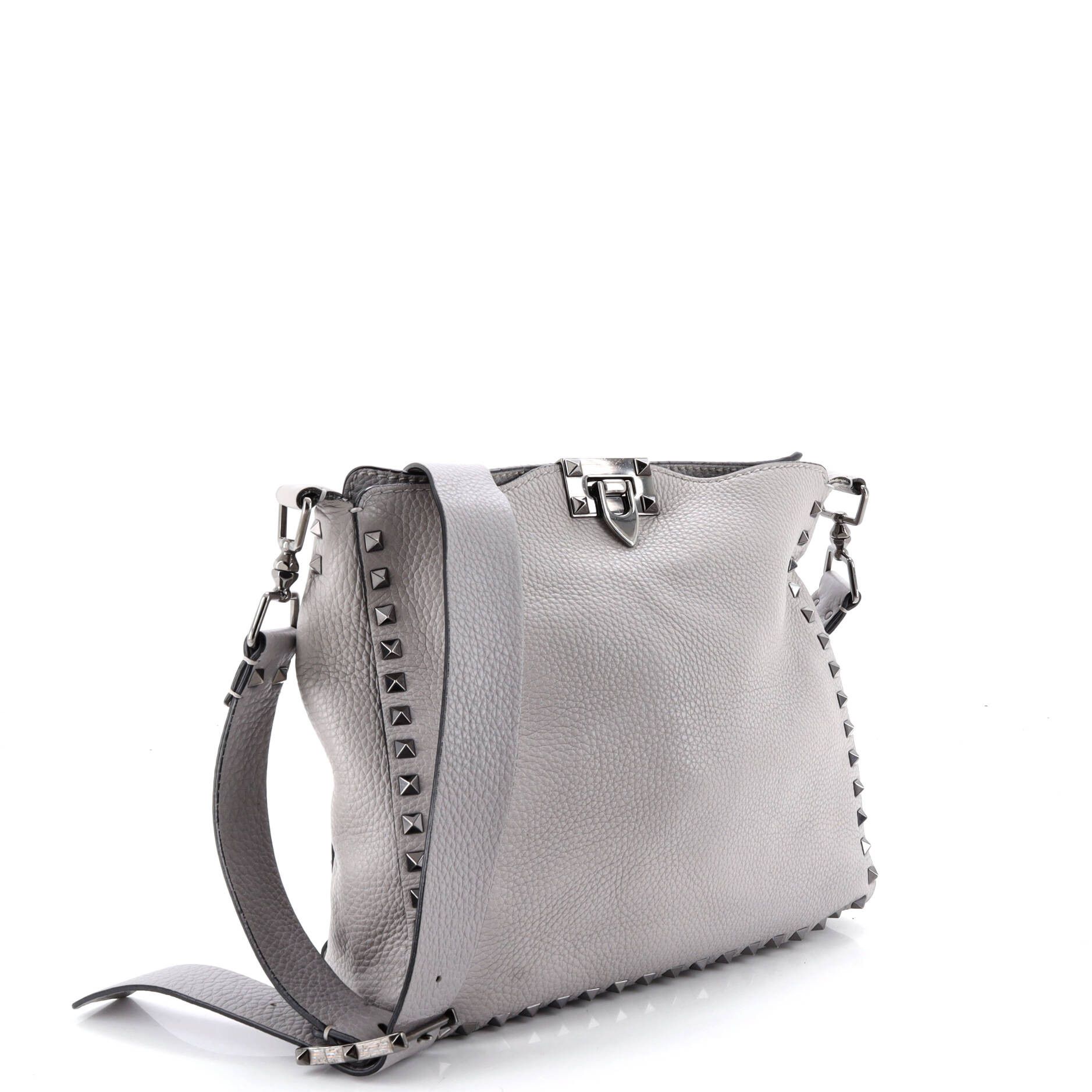 Rockstud Flip Lock Messenger Bag Leather Small