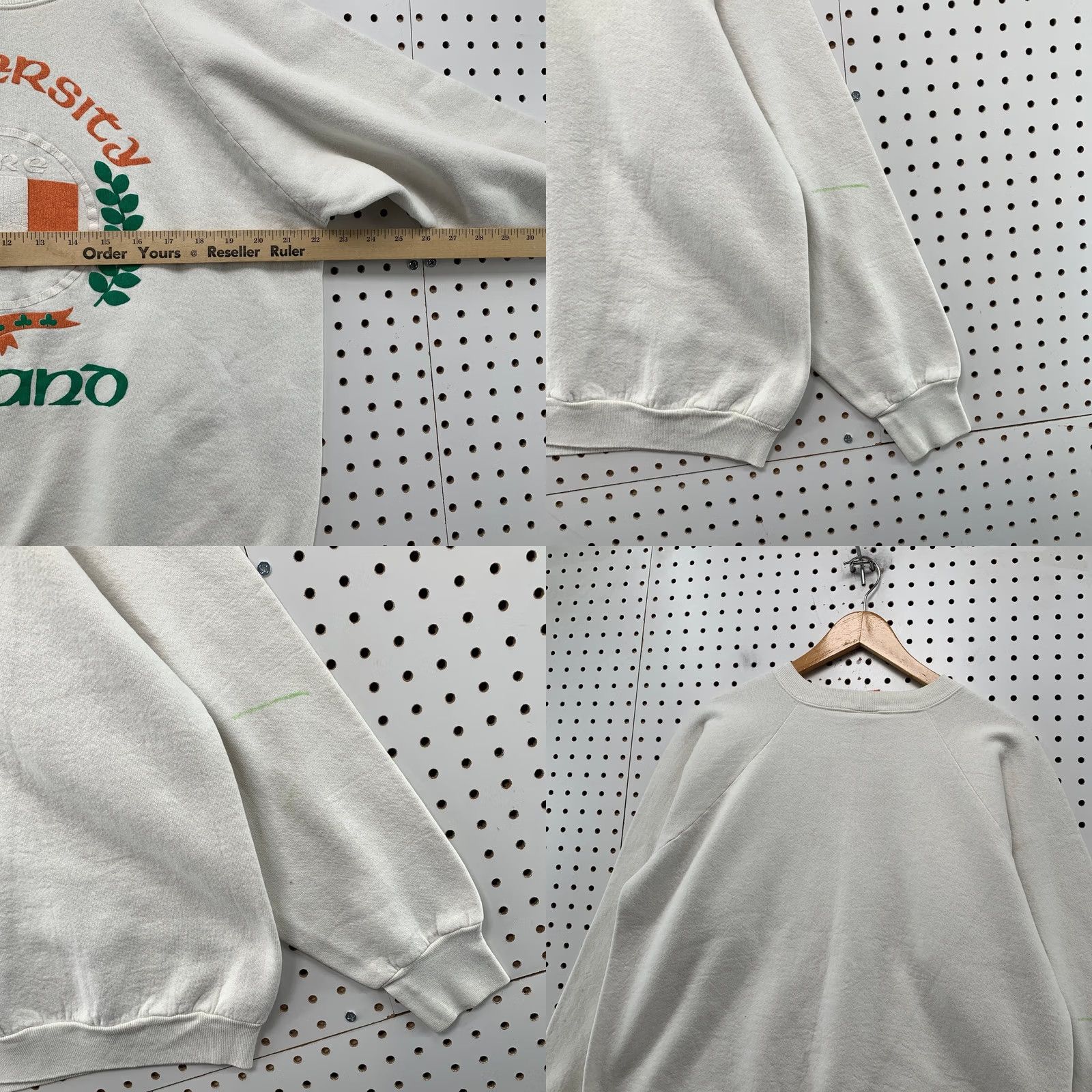 Fruit Of The Loom VINTAGE Fruit of the Loom Sweatshirt Mens XL White 80s USA University Ireland Fleece Cotton Crew Neck Pullover Sweater Size US XL / EU 56 / 4 - 9 Thumbnail