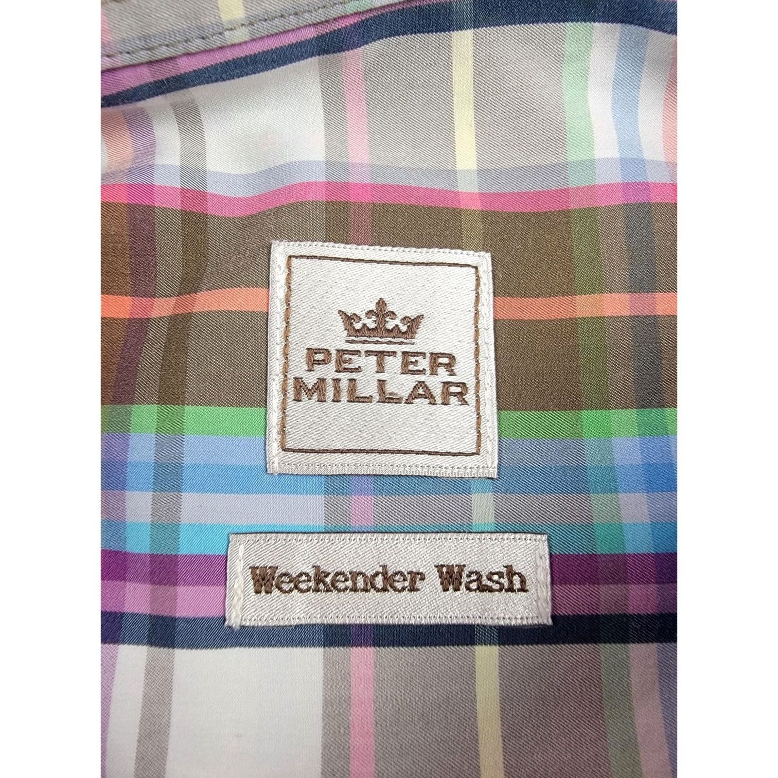 Peter Millar Peter Millar Shirt Mens XL Plaid Multicolor Weekender Wash Long Sleeve Button-Down Collar Button-Up Shirt Size US XL / EU 56 / 4 - 3 Thumbnail