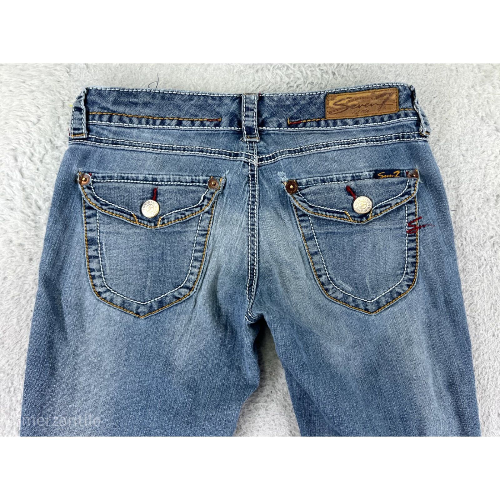 Vintage Seven7 Jeans Women Jeans Low Rise Skinny Blue 28 in 5-Pocket Denim Stretch Embroidered Cotton Vintage No Women Size 28" / US 6 / IT 42 - 3 Thumbnail