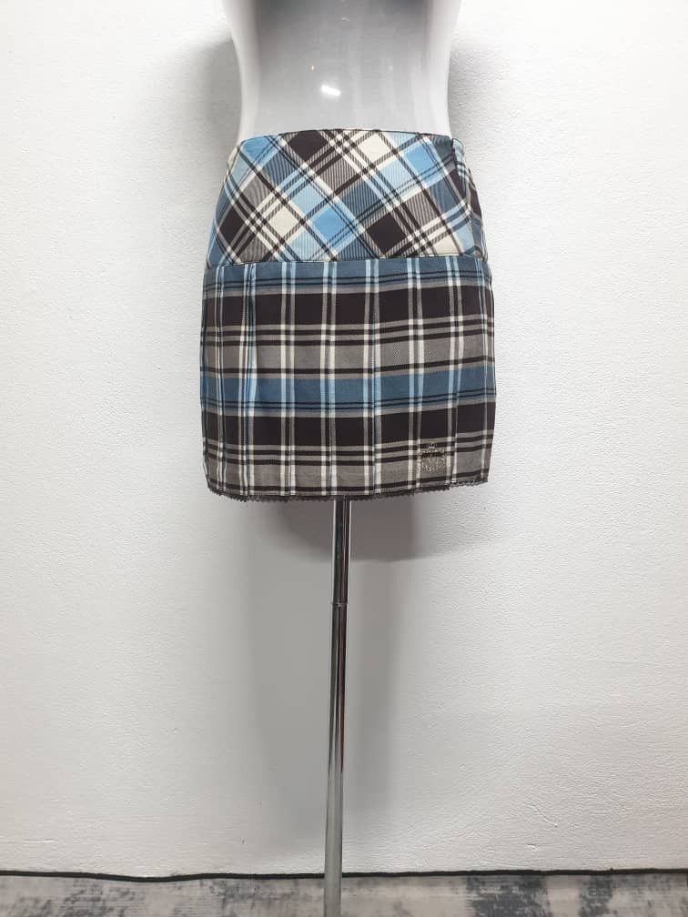 Angel Blue Angel blue Checkered blue colour Mini Skirt Size 28" / US 6 / IT 42 - 1 Thumbnail