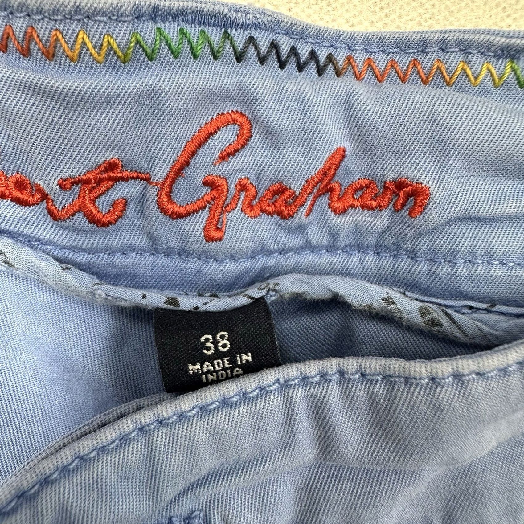 Robert Graham Robert Graham Chino Shorts Mens 38 Blue Golf Casual Regular Colorful Modern Flat Front slash Pocket Cotton Size US 38 / EU 54 - 5 Thumbnail
