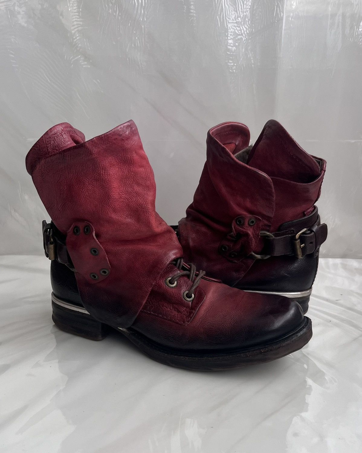 A.S.98 As 98 Airstep Zipper Boho Biker Red distressed boot Size US 8 / IT 38 - 13 Thumbnail