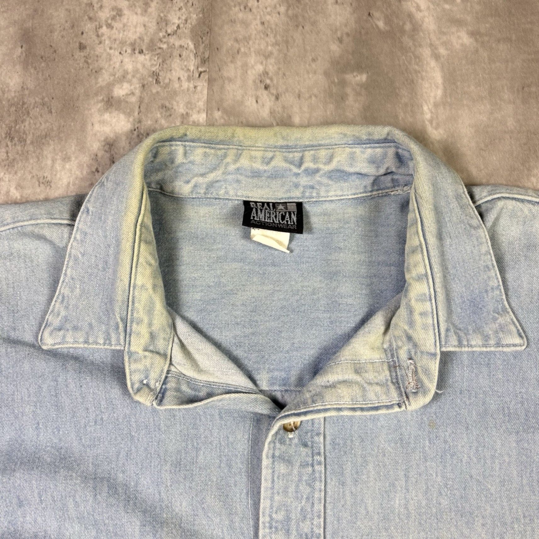 Denime VINTAGE Real American Actionwear Denim Shirt 1994 Cowboy BullRiding Rodeo XL Blue Denim Men’s Shirt Size US M / EU 48-50 / 2 - 5 Thumbnail
