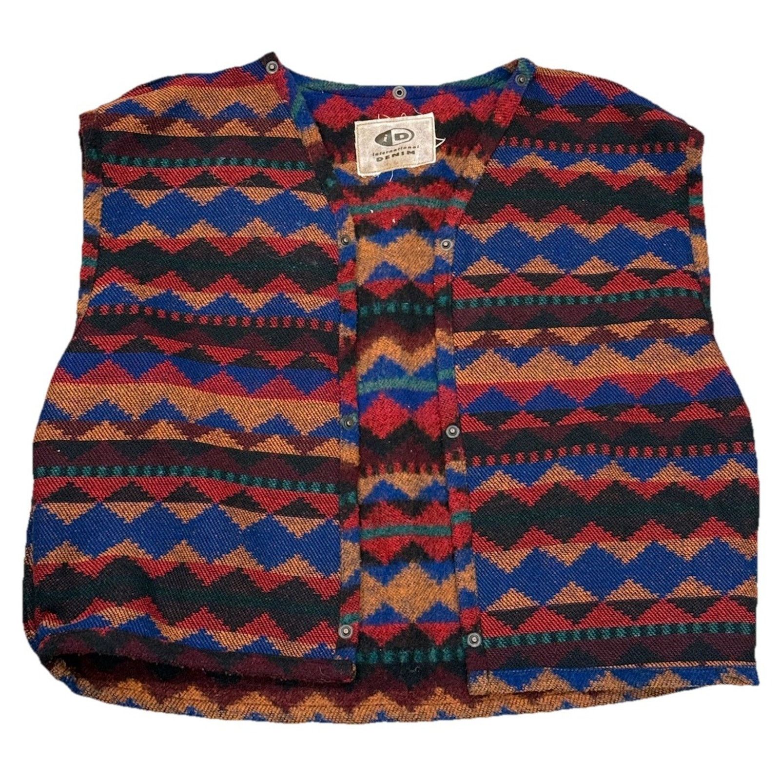 Vintage Vintage 80s International Denim Aztec Pattern Vest Liner Size US M / EU 48-50 / 2 - 1 Thumbnail