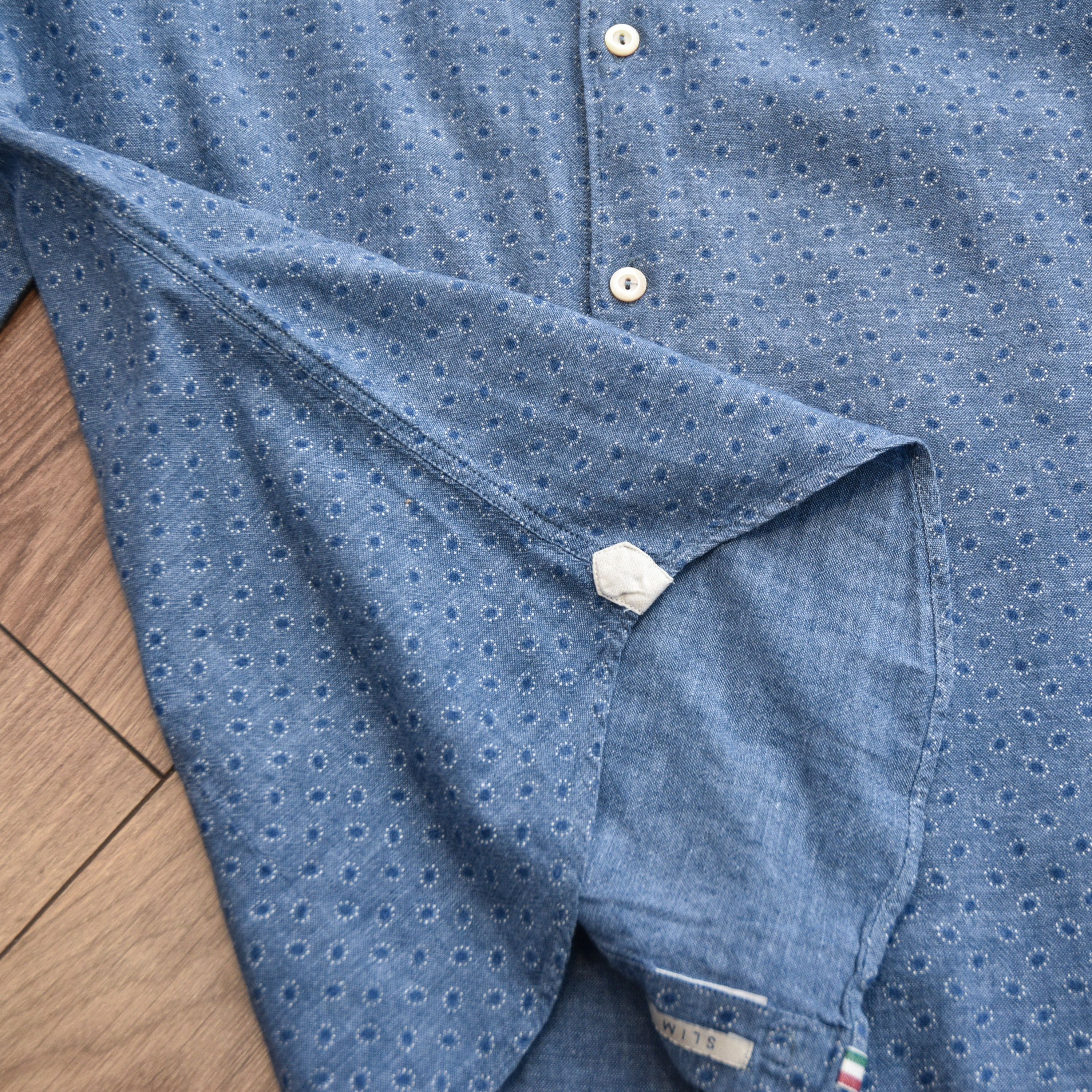Tintoria Mattei TINTORIA MATTEI 954 Blue Polka Dot Slim Fit Cotton Shirt Size US M / EU 48-50 / 2 - 10 Thumbnail