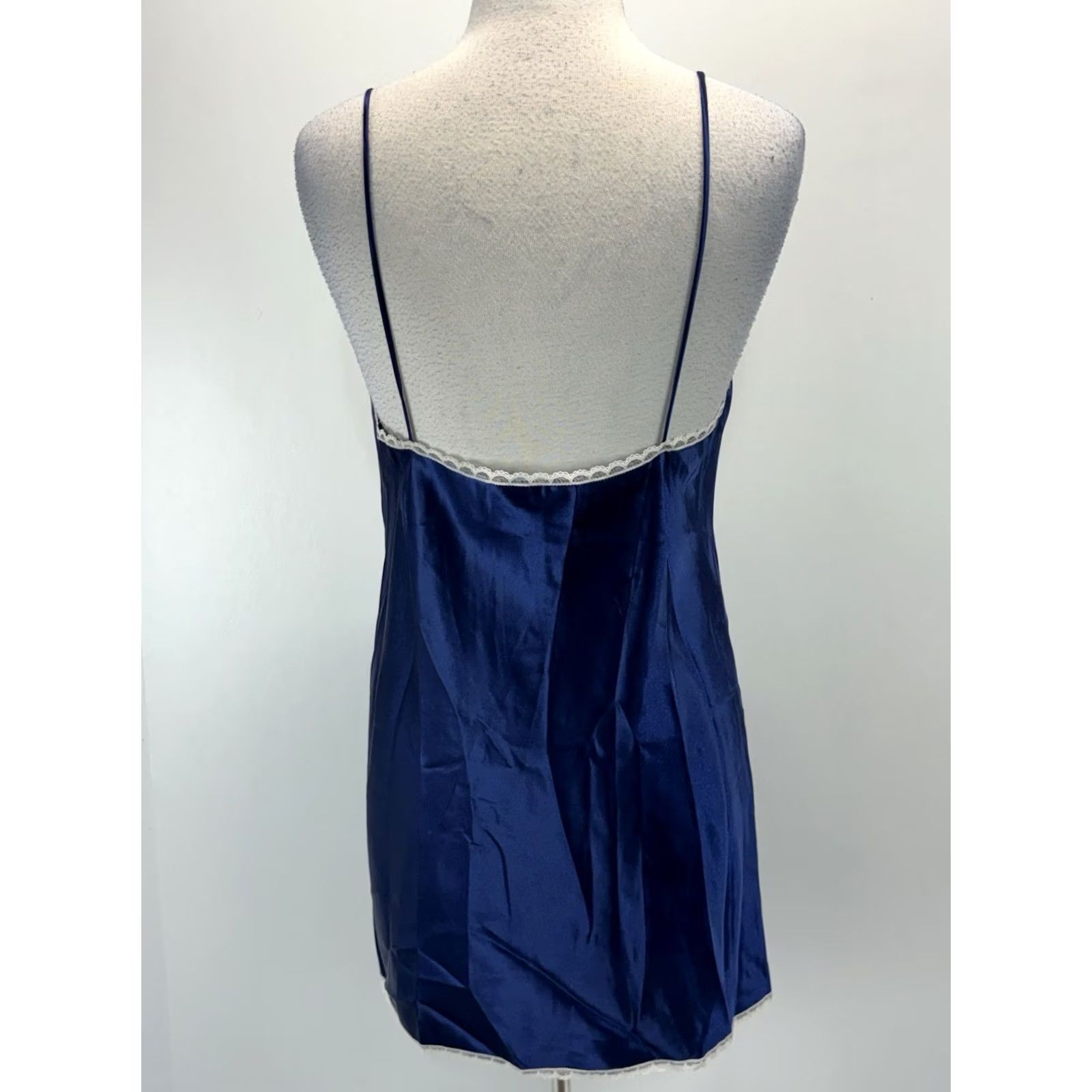 Vintage VINTAGE Lady Manhattan Satin Slip Nightgown L Blue Womens 90s Nightie Satin Nightgown USA Made Lingerie Size ONE SIZE - 3 Thumbnail