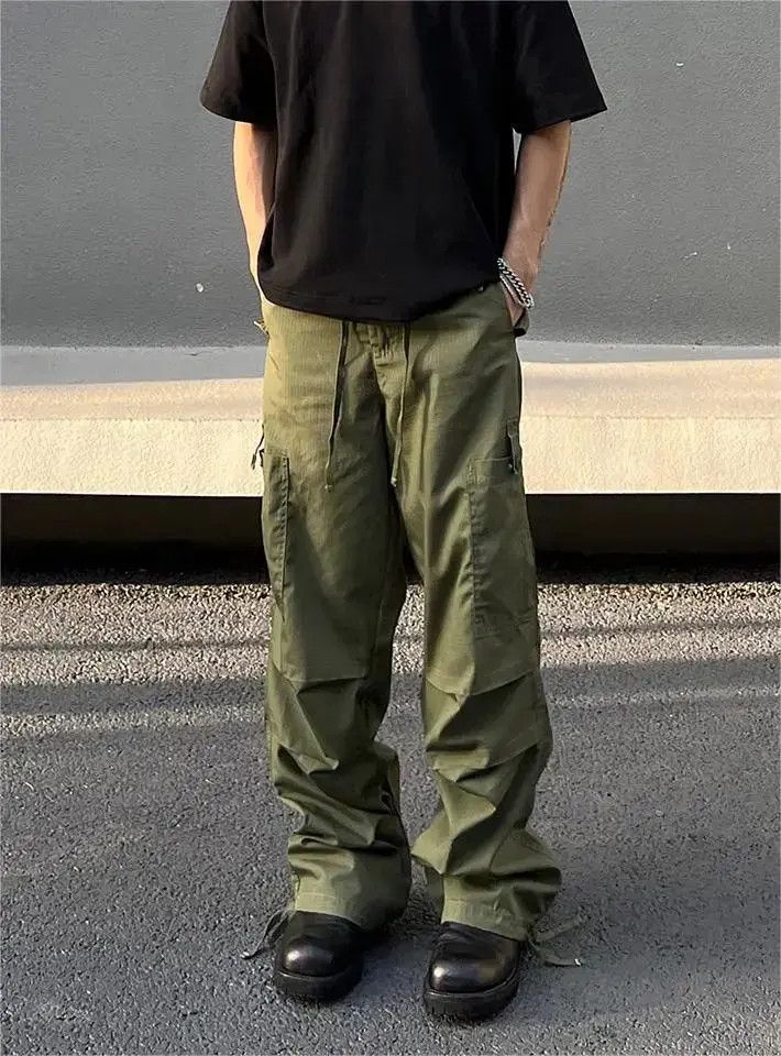 Japanese Brand × Vintage Straight tube loose wide leg drawstring casual pants Size US 32 / EU 48 - 4 Thumbnail