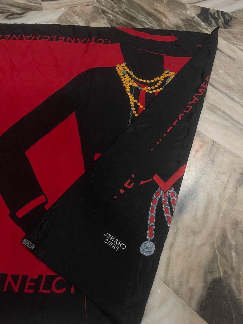 Chanel Chanel Silk Scarf Red and Black Color Size ONE SIZE - 6 Thumbnail