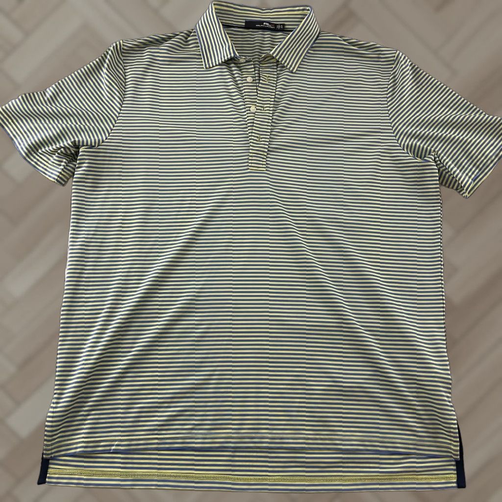 Ralph Lauren VINTAGE Ralph Lauren RLX Striped Short Sleeve Golf Polo Shirt Men's XL Yellow Blue Size US XL / EU 56 / 4 - 1 Thumbnail