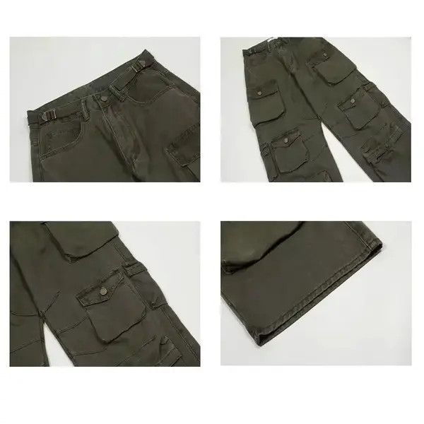 VIBE Cargo pants Multi-pockets Harajuku straight trousers Size US 32 / EU 48 - 7 Thumbnail