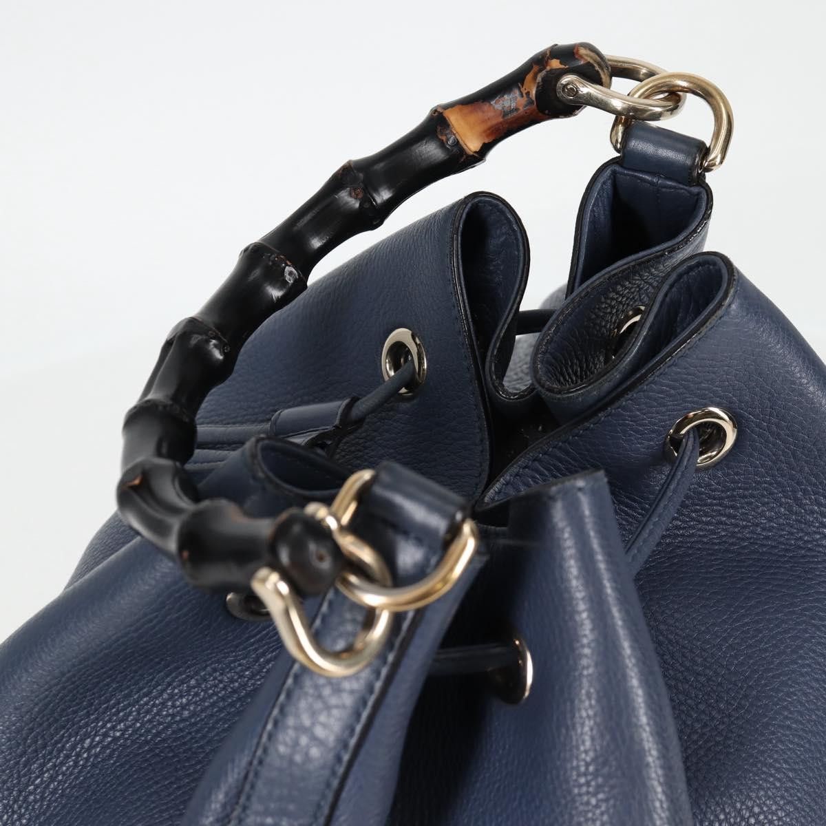 Gucci GUCCI Bamboo Hand Bag Leather Blue Gold Size ONE SIZE - 6 Thumbnail