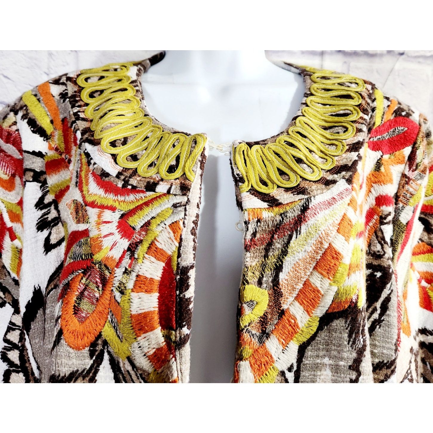 Other VTG Chico's Tan Orange Floral Hook & Eye Blazer 3 XL Lined Size XL / US 12-14 / IT 48-50 - 2 Thumbnail