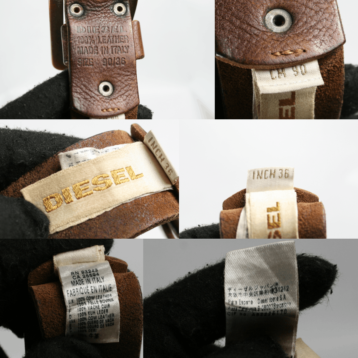 Diesel 00S Y2K Grunge Metal Cow Leather Mechanic Belt Vintage Size 36 - 7 Thumbnail