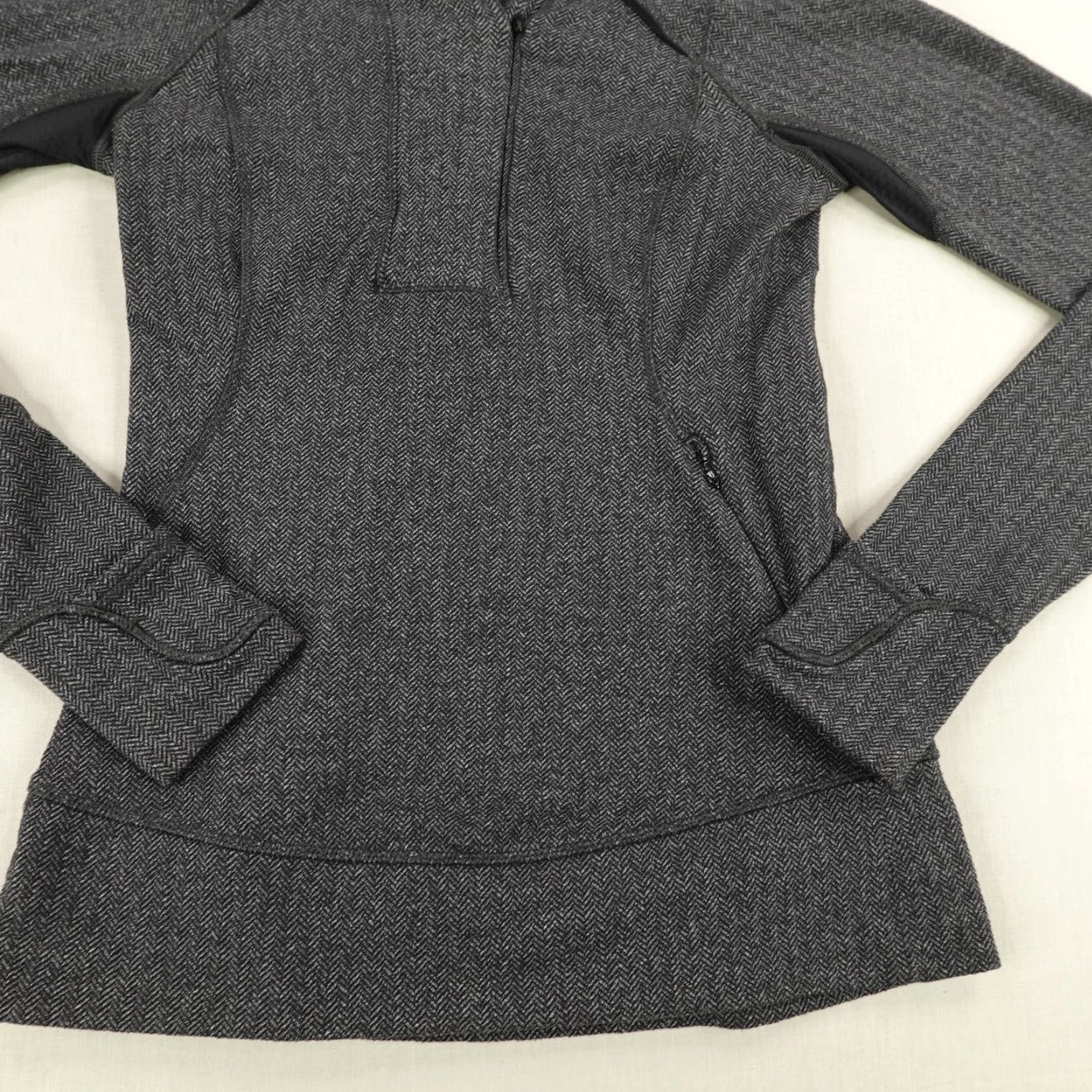 Lululemon Lululemon Jacket Womens 4 Think Fast Pullover Herringbone 1/4 Zip Gray, Activewear, Casual, Travel, Athleisure, Outdoor, Sports Size S / US 4 / IT 40 - 3 Thumbnail